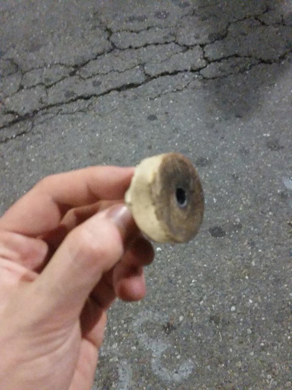 Wooden projectile shot at us by cops. They hit us with everything except live rounds tonight...